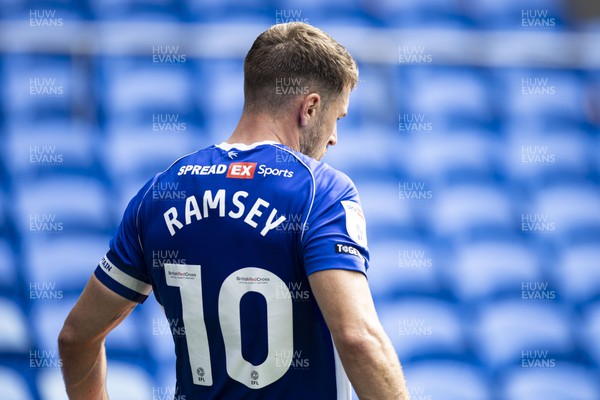 120823 - Cardiff City v Queens Park Rangers - Sky Bet Championship - Aaron Ramsey of Cardiff City prepares to take a corner kick 