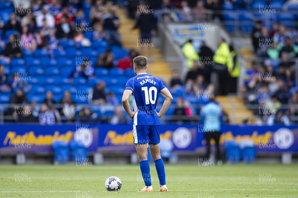 120823 - Cardiff City v Queens Park Rangers - Sky Bet Championship - Aaron Ramsey of Cardiff City waits to kick off after conceding a second goal 