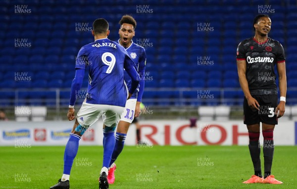 040220 - Cardiff City v Reading, FA Cup Round 4 Replay - Josh Murphy of Cardiff City celebrates with Robert Glatzel of Cardiff City after scoring the first goal