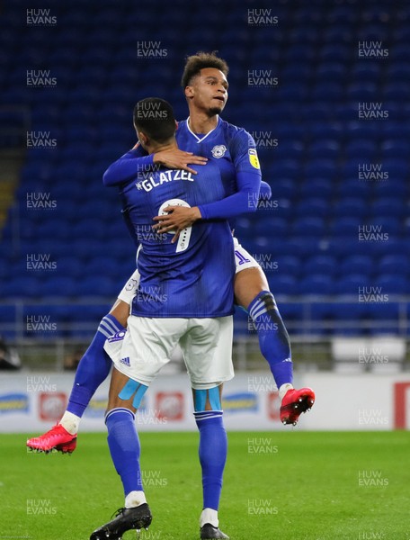040220 - Cardiff City v Reading, FA Cup Round 4 Replay - Josh Murphy of Cardiff City celebrates with Robert Glatzel of Cardiff City after scoring the first goal