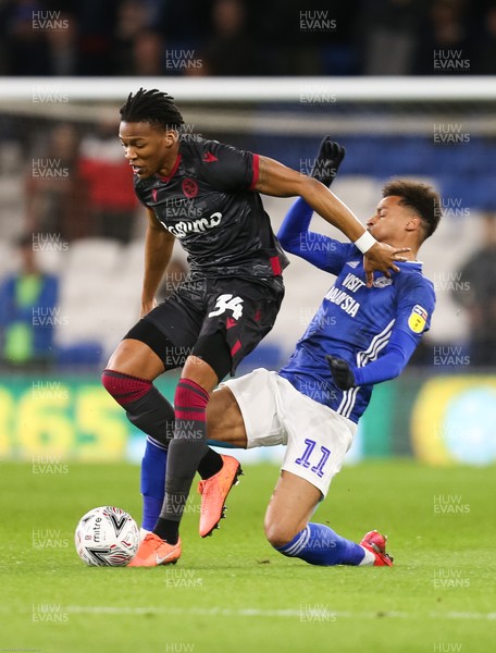 040220 - Cardiff City v Reading, FA Cup Round 4 Replay - Gabriel Osho of Reading is tackled by Josh Murphy of Cardiff City