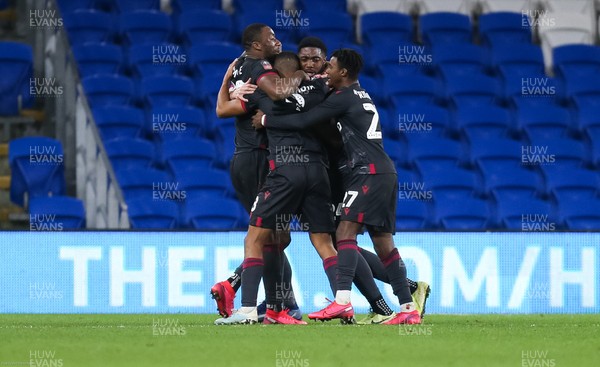 040220 - Cardiff City v Reading, FA Cup Round 4 Replay - Andy Rinomhota of Reading celebrates with team mates after scoring Reading's second goal