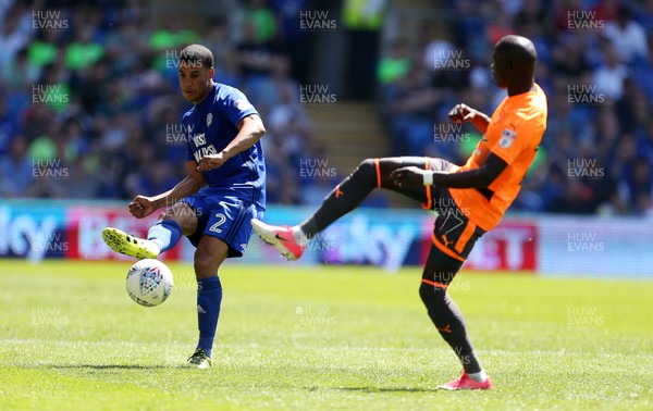 060518 - Cardiff City v Reading FC - SkyBet Championship - Lee Peltier of Cardiff City is challenged by Modou Barrow of Reading