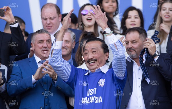 060518 - Cardiff City v Reading, Sky Bet Championship - Cardiff City owner Vincent Tan celebrates after winning promotion to the Premier League