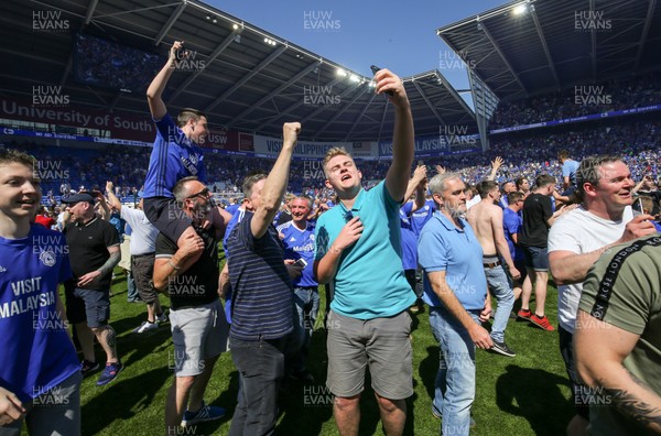 060518 - Cardiff City v Reading, Sky Bet Championship - Cardiff City fans celebrate after winning promotion to the Premier League
