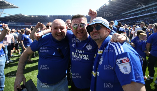 060518 - Cardiff City v Reading, Sky Bet Championship - Cardiff City fans celebrate after winning promotion to the Premier League