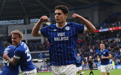 181025 - Cardiff City v Reading, EFL SkyBet League 1 - Yousef Salech of Cardiff City celebrates after scoring Cardiff’s second goal