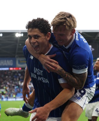 181025 - Cardiff City v Reading, EFL SkyBet League 1 - Yousef Salech of Cardiff City celebrates with Isaak Davies of Cardiff City after scoring Cardiff’s second goal