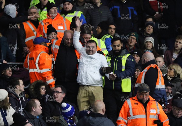 310120 - Cardiff City v Reading, Sky Bet Championship - A Reading fan is removed from the stand by stewards after complaints by Cardiff City fans