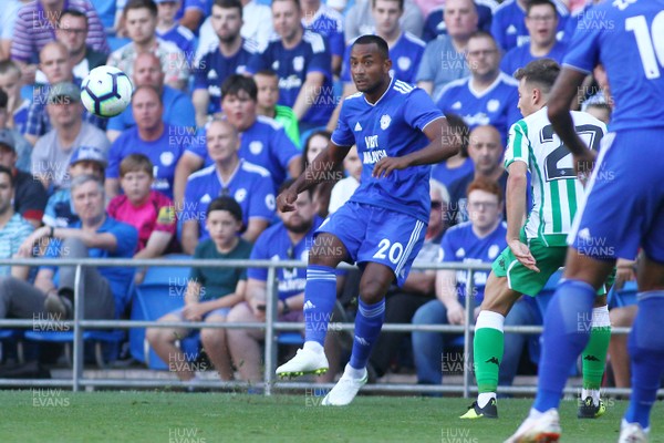 040818 - Cardiff City v Real Betis Balompie - Pre season Friendly -  Loic Damour of Cardiff City whips in a cross 