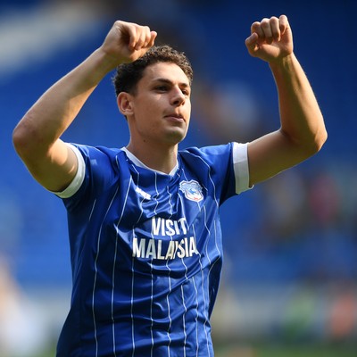 160825 - Cardiff City v Rotherham United - Sky Bet League 1 - Yousef Salech of Cardiff City celebrates the win at full time