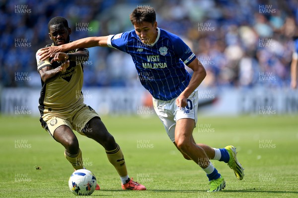 160825 - Cardiff City v Rotherham United - Sky Bet League 1 - Rubin Colwill of Cardiff City is challenged by Dru Yearwood of Rotherham United