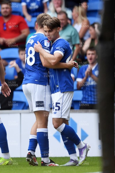 160825 - Cardiff City v Rotherham United - Sky Bet League 1 - Cian Ashford of Cardiff City celebrates scoring a goal with team mates