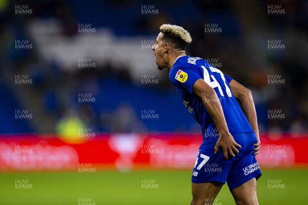121122 - Cardiff City v Sheffield United - Sky Bet Championship - Callum Robinson of Cardiff City appeals to the linesman