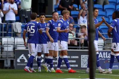 290826 - Cardiff City v Sheffield United - SkyBet Championship - Jack Moylan of Cardiff City celebrates scoring a goal