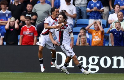 290826 - Cardiff City v Sheffield United - SkyBet Championship - Callum O'Hare of Sheffield United celebrates scoring a goal