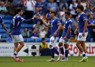 290826 - Cardiff City v Sheffield United - SkyBet Championship - Cian Ashford of Cardiff City celebrates scoring a goal to equalise the score
