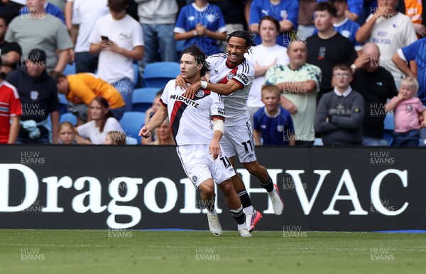 290826 - Cardiff City v Sheffield United - SkyBet Championship - Callum O'Hare of Sheffield United celebrates scoring a goal