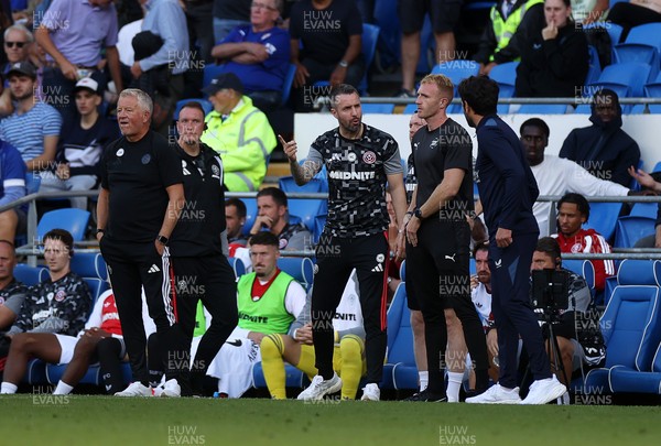 290826 - Cardiff City v Sheffield United - SkyBet Championship - Sheffield United Manager Chris Wilder and Cardiff City Manager Brian Barry-Murphy 