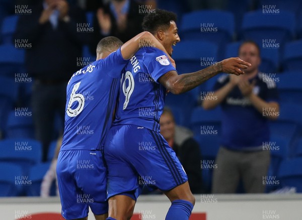 150817 - Cardiff City v Sheffield United, Sky Bet Championship - Nathaniel Mendez-Laing of Cardiff City celebrates after he scores the second goal