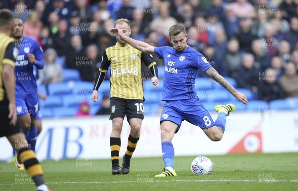 160917 - Cardiff City v Sheffield Wednesday, SkyBet Championship - Joe Ralls of Cardiff City fires a shot at goal