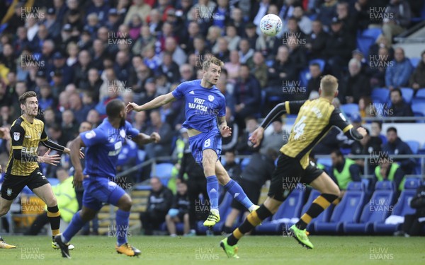 160917 - Cardiff City v Sheffield Wednesday, SkyBet Championship - Joe Ralls of Cardiff City heads the ball forward