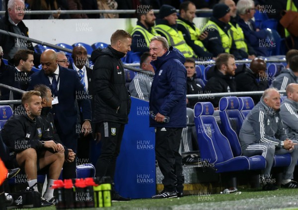 181019 - Cardiff City v Sheffield Wednesday, Sky Bet Championship -  Sheffield Wednesday manager Garry Monk and Cardiff City manager Neil Warnock