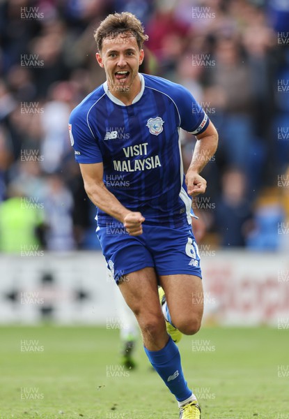 260823 - Cardiff City v Sheffield Wednesday, Sky Bet Championship - Ryan Wintle of Cardiff City celebrates after he shoots to score from the penalty spot