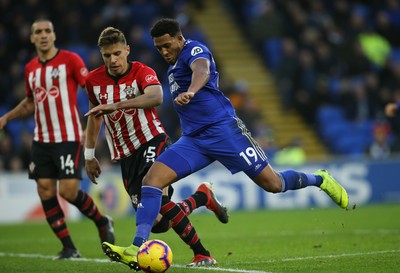 081218 - Cardiff City v Southampton, Premier League - Nathaniel Mendez Laing of Cardiff City fires a shot at goal