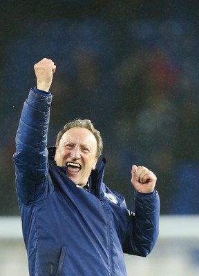 081218 - Cardiff City v Southampton, Premier League - Cardiff City manager Neil Warnock celebrates the win at the end of the match