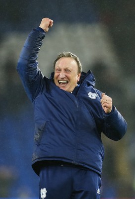 081218 - Cardiff City v Southampton, Premier League - Cardiff City manager Neil Warnock celebrates the win at the end of the match