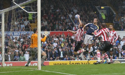 09.08.08 -  Cardiff City v Southampton, Coca Cola Championship -  Cardiff's Roger Johnson heads home to score City's second goal 