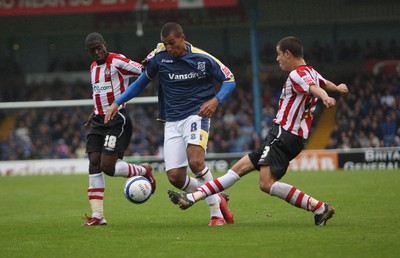 09.08.08 -  Cardiff City v Southampton, Coca Cola Championship -  Cardiff's Jay Bothroyd takes on Southampton's Nathan Dyer and Southampton's Lloyd James  