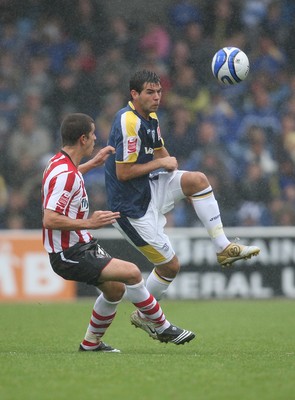 09.08.08 -  Cardiff City v Southampton, Coca Cola Championship -  Cardiff's Joe Ledley plays the ball over Southampton's Lloyd James  