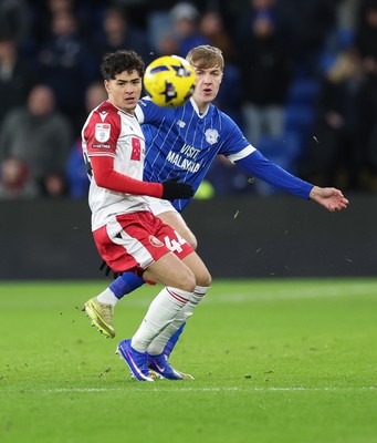 291225 - Cardiff City v Stevenage, EFL Sky Bet League 1 - Joel Bagan of Cardiff City plays the ball past Phoenix Patterson of Stevenage
