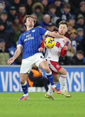 291225 - Cardiff City v Stevenage, EFL Sky Bet League 1 - Ryan Wintle of Cardiff City and Dan Kemp of Stevenage compete for the ball