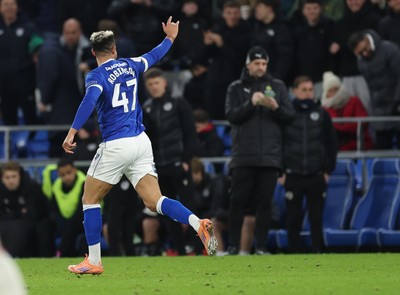 291225 - Cardiff City v Stevenage, EFL Sky Bet League 1 - Callum Robinson of Cardiff City celebrates after scoring goal