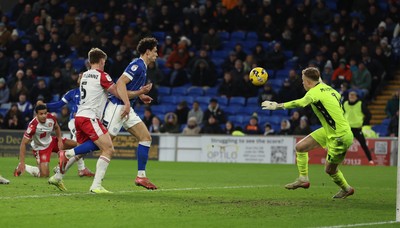 291225 - Cardiff City v Stevenage, EFL Sky Bet League 1 - Yousef Salech of Cardiff City scores the second goal