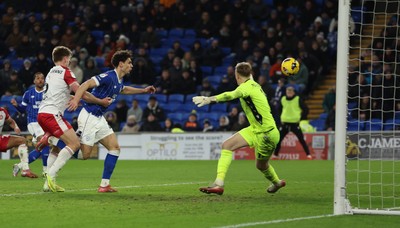 291225 - Cardiff City v Stevenage, EFL Sky Bet League 1 - Yousef Salech of Cardiff City scores the second goal