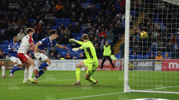 291225 - Cardiff City v Stevenage, EFL Sky Bet League 1 - Yousef Salech of Cardiff City scores the second goal