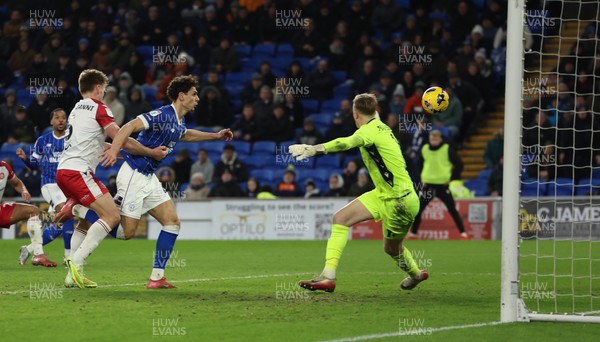291225 - Cardiff City v Stevenage, EFL Sky Bet League 1 - Yousef Salech of Cardiff City scores the second goal