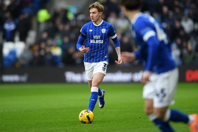 240126 - Cardiff City v Stockport County - Sky Bet League 1 - Joel Bagan of Cardiff City