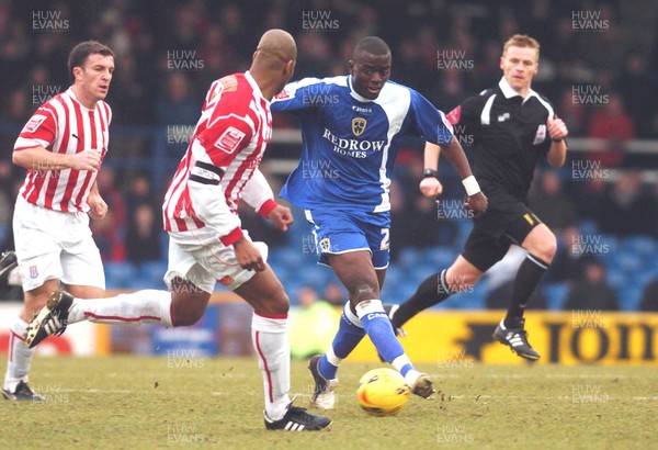 110206 - Cardiff City v Stoke City Cardiff's Guylain Ndumbu Nsungu tries to get past Michael Duberry 