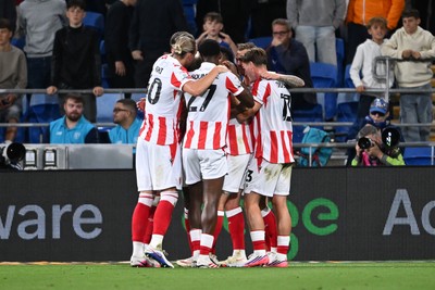 080926 - Cardiff City v Stoke City - Sky Bet Championship - Stoke celebrates scoring the first goal of the match