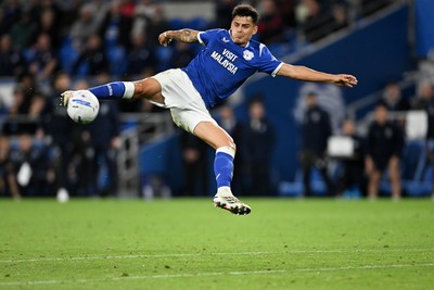080926 - Cardiff City v Stoke City - Sky Bet Championship - Alex Robertson of Cardiff City has an acrobatic shot