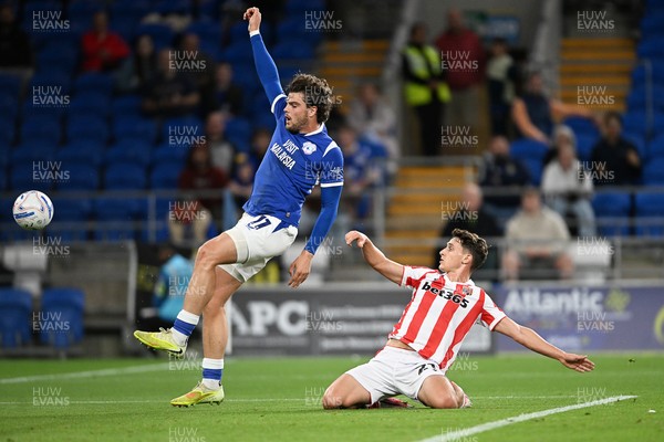 080926 - Cardiff City v Stoke City - Sky Bet Championship - Ollie Tanner of Cardiff City has a shot tag goal