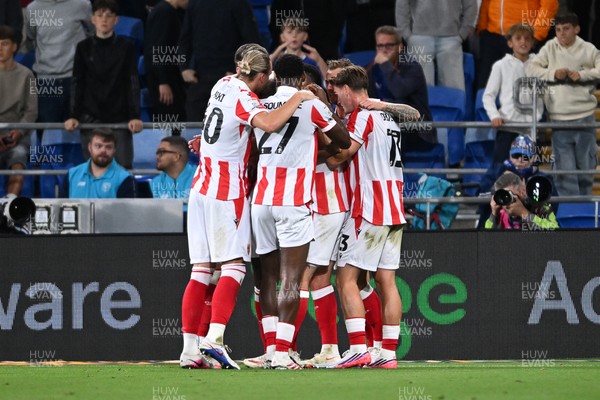 080926 - Cardiff City v Stoke City - Sky Bet Championship - Stoke celebrates scoring the first goal of the match