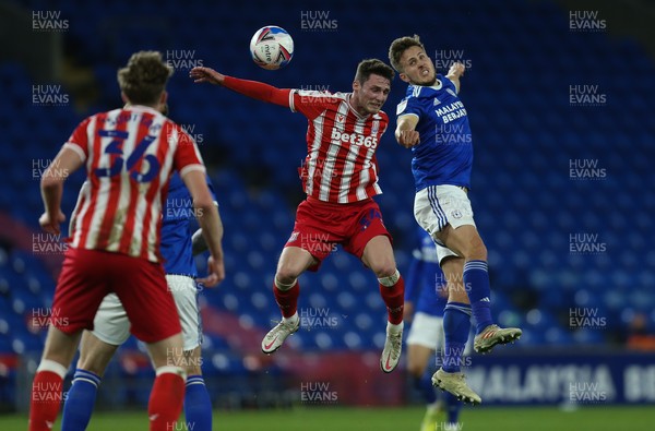160321 Cardiff City v Stoke City, Sky Bet Championship - Will Vaulks of Cardiff City and Jordan Thompson of Stoke City compete for the ball