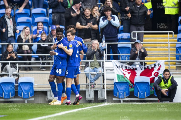 220423 - Cardiff City v Stoke City - Sky Bet Championship - Sory Kaba of Cardiff City celebrates scoring his sides first goal 