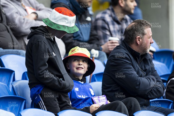 220423 - Cardiff City v Stoke City - Sky Bet Championship - Young Cardiff fans in attendance 
